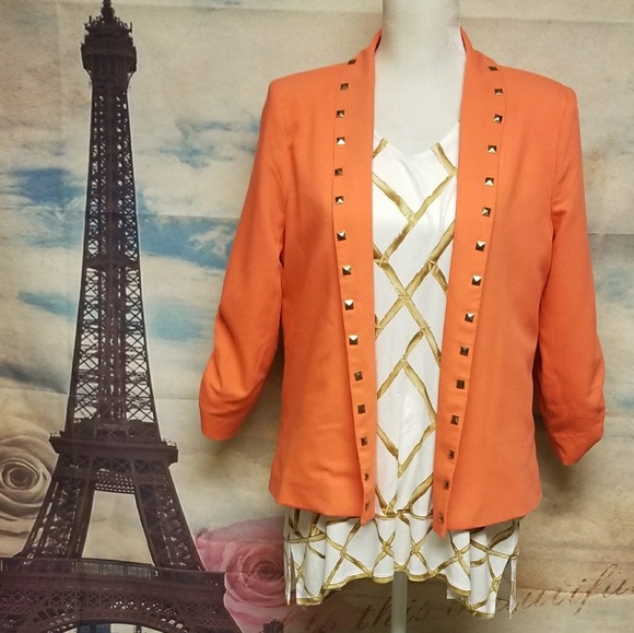 Blu Pepper Jackets & Coats Nwt Blu Pepper Coral Studded Jacket